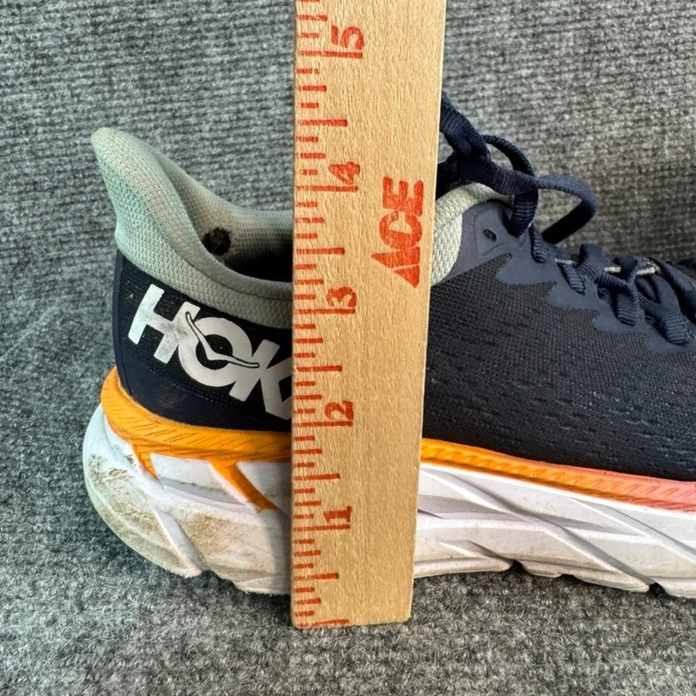 Hoka One One Clifton 7 Navy Blue Orange Pink Running Shoes Women's 5.5